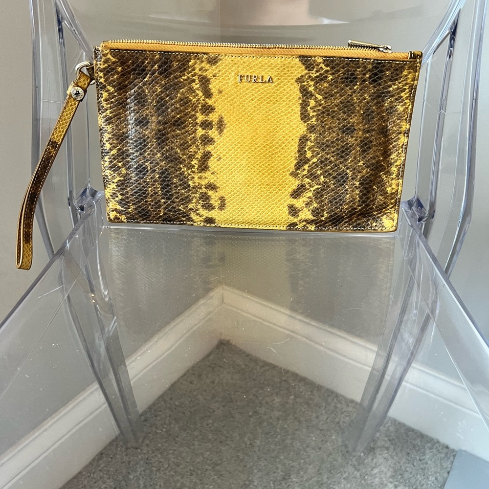 Furla embossed animal print wristlet/wallet